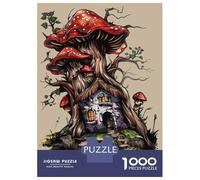 Rompecabezas De 1000 Piezas para Adolescentes Mushroom House Fantasy Art Print-2 Rompecabezas para Adultos Juguetes De Bricolaje Montaje De Patrones Ayuda A Ejercitar El Cerebro 70x50cm/1000pcs