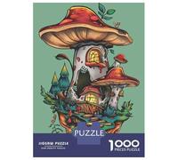 Rompecabezas De 1000 Piezas para Adolescentes Mushroom House Fantasy Art Print Rompecabezas para Adultos Juguete Decoración De Pared Patrón De Montaje Gran Regalo para Jugar 38x26cm/1000pcs