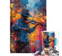 Rompecabezas de 1000 Piezas para Adolescentes Músico Callejero con violín Rompecabezas para Adultos Juego práctico decoración del hogar interacción Entre Padres e Hijos (Tamaño 38x26cm)