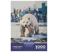 Rompecabezas De 1000 Piezas para Adolescentes My Habitat Polar Bear in Cityscape Rompecabezas para Adolescentes Juegos Relajantes Difícil Regalos para Amigos Y Familiares 52x38cm/1000pcs