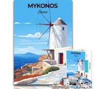 Rompecabezas de 1000 Piezas para Adolescentes: Mykonos,Grecia Viaje Rompecabezas de 1000 Piezas para Adultos y Adolescentes Juegos educativos,decoración del hogar,colección de Artistas Bellas Artes