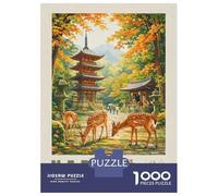 Rompecabezas De 1000 Piezas para Adolescentes Nara Japan Autumn Pagoda and Deer Rompecabezas para Adultos Juegos Relajantes Corte De Precisión Regalos Y Cumpleaños Únicos 52x38cm/1000pcs