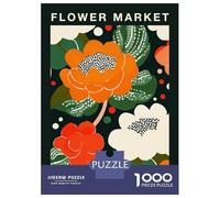 Rompecabezas De 1000 Piezas para Adolescentes Nara Japan Flower Market Botanical Travel Poster Rompecabezas para Adultos Juego De Ingenio Decoración Ayuda A Ejercitar El Cerebro 52x38cm/1000p