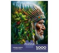 Rompecabezas De 1000 Piezas para Adolescentes Native American Indian Chief Rompecabezas para Adultos Juegos Relajantes Regalos para Mujeres 52x38cm/1000pcs