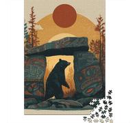 Rompecabezas De 1000 Piezas para Adolescentes Native American Stone Gate with Bear Rompecabezas para Adultos Juego Familiar Análisis Y Lógica Interacción Entre Padres E Hijos 70x50cm/1000pcs