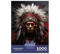 Rompecabezas De 1000 Piezas para Adolescentes Native American Warrior Art Print-4 Rompecabezas para Adolescentes Juego Familiar Mejora La Memoria Cumpleaños Y Navidad 52x38cm/1000pcs
