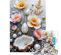 Rompecabezas de 1000 Piezas para Adolescentes Naturaleza Muerta Floral con Perlas Un Reto para completar Mejora la Memoria Juguetes DIY para Mayores de 14 años (38x26cm)