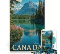 Rompecabezas de 1000 Piezas para Adolescentes Naturaleza Salvaje de Canadá - Majestuosas montañas y Lago Mirror Póster de Viaje Juego de Ajuste Desafío Juguete Tiempo de Tranquilo