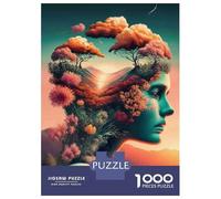 Rompecabezas De 1000 Piezas para Adolescentes Nature's Harmony A Woman'S Profile with Flowers and Trees Rompecabezas para Adultos Juguete Decoración De Pared Decoración Difícil Y Desafiante