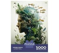 Rompecabezas De 1000 Piezas para Adolescentes Nature's Harmony Man with Fish and Plants Rompecabezas para Adultos Juego Práctico Montaje De Patrones Diversión En Casa Actividades, 52x38cm/1000pcs