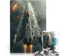 Rompecabezas de 1000 Piezas para Adolescentes Nave Espacial en Vuelo Juego de Preguntas Actividades Divertidas en casa, Regalos de cumpleaños, Regalos de Viaje, 75x50cm