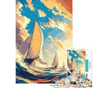 Rompecabezas de 1000 Piezas para Adolescentes Navegando al Atardecer Rompecabezas para Adultos Juego práctico para aliviar el estrés Juego desafiante Regalo Ideal (Tamaño 38x52cm)