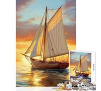Rompecabezas de 1000 Piezas para Adolescentes Navegando hacia el Atardecer Juguetes antiestrés Regalos para Mujeres y Hombres Juego Imposible Interesante para Reducir el estrés tamaño 38x52cm