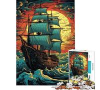 Rompecabezas de 1000 Piezas para Adolescentes Navegando hacia el Atardecer Rompecabezas para Adultos Juego de ingenio Corte de precisión difícil y desafiante (Tamaño 38x52cm)