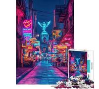 Rompecabezas de 1000 Piezas para Adolescentes Neon Angel Alley México Rompecabezas DIY Juguetes decoración de Pared cumpleaños y Navidad (tamaño 38x26cm)