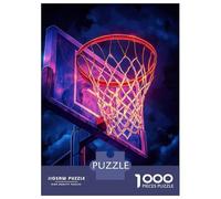 Rompecabezas De 1000 Piezas para Adolescentes Neon Basketball Hoop Rompecabezas para Adultos Juegos Relajantes Mejora La Memoria Ayuda A Ejercitar El Cerebro 70x50cm/1000pcs