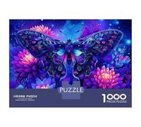 Rompecabezas De 1000 Piezas para Adolescentes Neon Butterfly Floral Garden Rompecabezas para Adultos Juguete Decoración De Pared Decoración De Pared Juego Desafiante Regalos 38x26cm/1000pcs