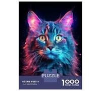 Rompecabezas De 1000 Piezas para Adolescentes Neon Cat Nebulae Rompecabezas Juego Familiar Mejora La Memoria Cumpleaños 38x26cm/1000pcs
