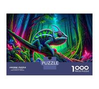 Rompecabezas De 1000 Piezas para Adolescentes Neon Chameleon Art Print-2 Rompecabezas para Adultos Juegos Relajantes Regalos para Mujeres Interacción Entre Padres E Hijos 52x38cm/1000pcs