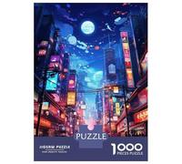 Rompecabezas De 1000 Piezas para Adolescentes Neon Cityscape Vibrant Night Scene Rompecabezas para Adultos Juguetes De Bricolaje Decoración del Hogar Regalo De Cumpleaños, Regalos, 38x26cm/1000pcs