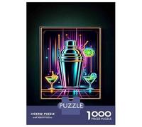 Rompecabezas De 1000 Piezas para Adolescentes Neon Cocktail Bar Sign Rompecabezas para Adultos Juguetes De Bricolaje Montaje De Patrones Ayuda A Ejercitar El Cerebro 70x50cm/1000pcs