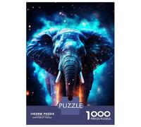 Rompecabezas De 1000 Piezas para Adolescentes Neon Cyan Elephant Nebulae Rompecabezas para Adultos Juegos Familiares Vacaciones En Casa Matar El Tiempo Difícil Y Desafiante 70x50cm/1000pcs