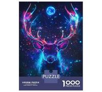 Rompecabezas De 1000 Piezas para Adolescentes Neon Deer in Space Cosmic Nature Rompecabezas para Adolescentes Juguetes Antiestrés Regalos para Mujeres Regalos para Reducir El Estrés 70x50cm/1000pcs