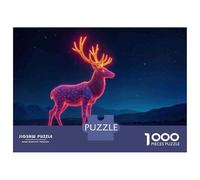 Rompecabezas De 1000 Piezas para Adolescentes Neon Deer Night Scene Rompecabezas Juguetes Antiestrés Divertidos Y Humorísticos Cumpleaños Y Navidad 70x50cm/1000pcs