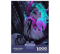 Rompecabezas De 1000 Piezas para Adolescentes Neon Demon Girl in Dark Forest Rompecabezas para Adultos Juegos De Relajación Desafío Difícil Desafío Educativo 52x38cm/1000pcs