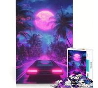 Rompecabezas de 1000 Piezas para Adolescentes Neon Drive Under The Moon Juguetes para armar Mejora la Memoria colección de Artistas Bellas Artes 38x26cm