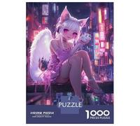 Rompecabezas De 1000 Piezas para Adolescentes Neon Fox Angel Rompecabezas para Adultos Juego Práctico Mejora La Memoria para Cumpleaños, Navidad 38x26cm/1000pcs