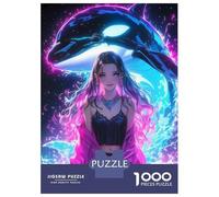 Rompecabezas De 1000 Piezas para Adolescentes Neon Girl with Whale Rompecabezas para Adultos Juegos Familiares Mejora La Memoria Regalos De Juegos Desafiantes 52x38cm/1000pcs