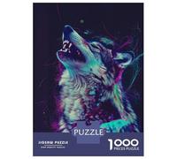 Rompecabezas De 1000 Piezas para Adolescentes Neon Glitch Wolf Rompecabezas para Adultos Juguetes Antiestrés Regalos para Mujeres Desafiante De Completar 70x50cm/1000pcs