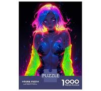 Rompecabezas De 1000 Piezas para Adolescentes Neon Glowing Pool Girl Rompecabezas para Adultos Juguete Decoración De Pared Decoración De Pared Juego Desafiante Regalos 52x38cm/1000pcs