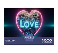 Rompecabezas De 1000 Piezas para Adolescentes Neon Heart Decorations for Valentine's Day Rompecabezas para Adultos Juego Práctico Decoración del Hogar Cumpleaños Y Navidad 38x26cm/