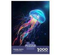 Rompecabezas De 1000 Piezas para Adolescentes Neon Jellyfish Rompecabezas para Adultos Juego Familiar Decoración del Hogar Cumpleaños Y Navidad 52x38cm/1000pcs
