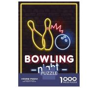 Rompecabezas De 1000 Piezas para Adolescentes Neon Light Bowling Night Rompecabezas para Adultos Juegos Divertidos Decoración Cumpleaños, Navidad 52x38cm/1000pcs