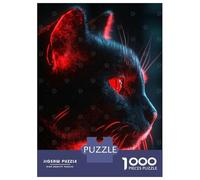 Rompecabezas De 1000 Piezas para Adolescentes Neon Lit Black Cat Portrait Rompecabezas para Adultos Juguete Decoración De Pared Decoración De Pared Juego Desafiante Regalos 70x50cm/1000pcs