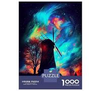 Rompecabezas De 1000 Piezas para Adolescentes Neon Night with Windmill Rompecabezas para Adolescentes Juguetes Antiestrés Regalos para Mujeres Regalos para Reducir El Estrés 52x38cm/1000pcs