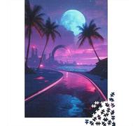 Rompecabezas De 1000 Piezas para Adolescentes Neon Palm Tree Sunset Rompecabezas para Adultos Juguete Decoración De Pared Decoración Difícil Y Desafiante 52x38cm/1000pcs