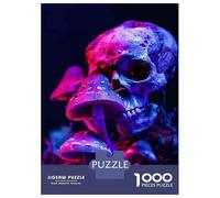 Rompecabezas De 1000 Piezas para Adolescentes Neon Skull Mushroom Art Print Rompecabezas para Adultos Juego De Ingenio Decoración Cumpleaños 52x38cm/1000pcs