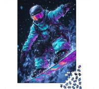 Rompecabezas De 1000 Piezas para Adolescentes Neon Snowboard Night Adventure Rompecabezas para Adultos Juego Familiar Análisis Y Lógica Interacción Entre Padres E Hijos 38x26cm/1000pcs