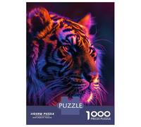 Rompecabezas De 1000 Piezas para Adolescentes Neon Tiger Portrait Rompecabezas para Adultos Juegos Relajantes Desafío Difícil Diversión En Casa Actividades, 52x38cm/1000pcs