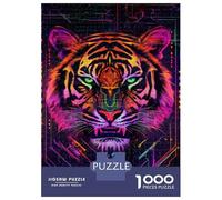 Rompecabezas De 1000 Piezas para Adolescentes Neon Tiger Puzzle Rompecabezas para Adultos Juego De Ingenio Una Obra De Arte Gran Regalo para Jugar 38x26cm/1000pcs