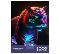 Rompecabezas De 1000 Piezas para Adolescentes Neon Tiger Rompecabezas para Adultos Juego Práctico para La Diversión Familiar Desafío Educativo 70x50cm/1000pcs
