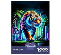Rompecabezas De 1000 Piezas para Adolescentes Neon Tiger Wall Art Print Rompecabezas para Adolescentes Juego De Ingenio Una Obra De Arte Diversión En Casa Actividades, 70x50cm/1000pcs