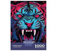 Rompecabezas De 1000 Piezas para Adolescentes Neon Vintage Tiger Rompecabezas para Adultos Juego De Ingenio Ensamblaje De Patrones Desafiante De Completar 52x38cm/1000pcs