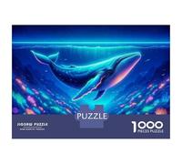 Rompecabezas De 1000 Piezas para Adolescentes Neon Whale Art Print Rompecabezas para Adultos Juego Práctico Pero Divertido Y Humorístico Regalos para Reducir El Estrés 38x26cm/1000pcs