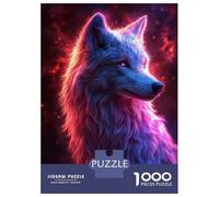 Rompecabezas De 1000 Piezas para Adolescentes Neon Wolf Portrait Rompecabezas para Adultos Juegos Divertidos Regalos para Mujeres Desafiantes De Completar 70x50cm/1000pcs