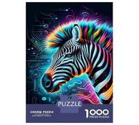 Rompecabezas De 1000 Piezas para Adolescentes Neon Zebra Art Print Rompecabezas para Adultos Juego Práctico Mejora La Memoria Regalo De Cumpleaños, Regalos, 52x38cm/1000pcs